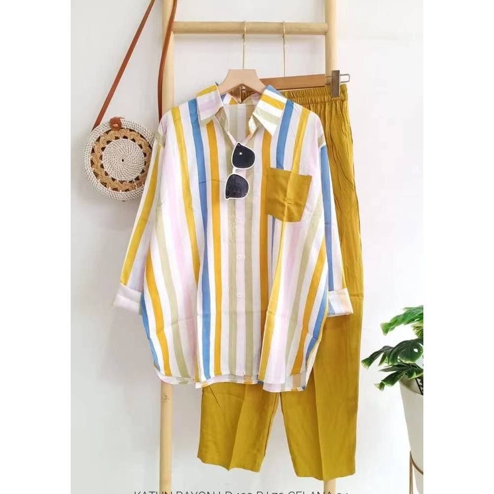 [Cotton Linen] Women's Plus Size Women's Clothing Summer Slightly Fat MM Fashionable Loose Slim Comfortable Casual Striped Suit