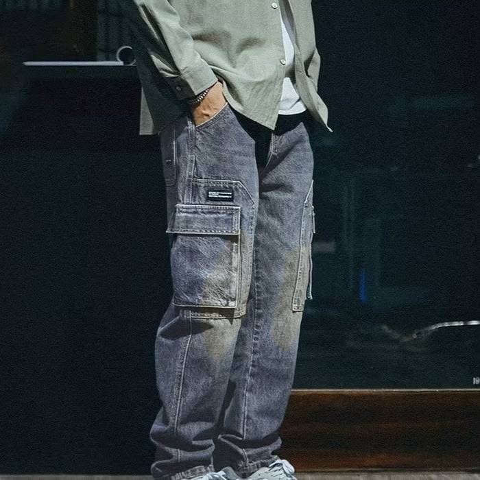 Men's Clothing Washed Distressed Jeans 2024 Spring And Autumn New Style Young Men's Loose Straight Retro Trendy Stretch Pants