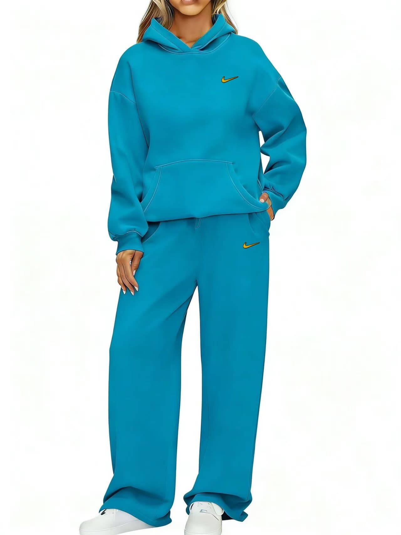 Ensemble 2 pièces Nike pour femme : sweat à capuche oversize et pantalon large, survêtement décontracté à manches longues et capuche.