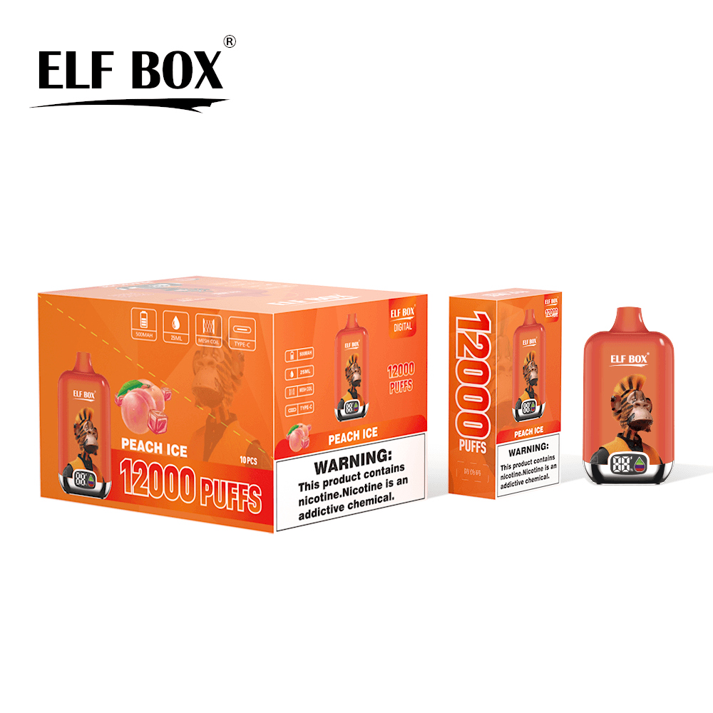 Kit de démarrage de cigarettes électroniques jetables à saveur fruitée, 12 000 bouffées, 500 mAh, affichage ELF BOX numérique, 1 pièce, 2 pi