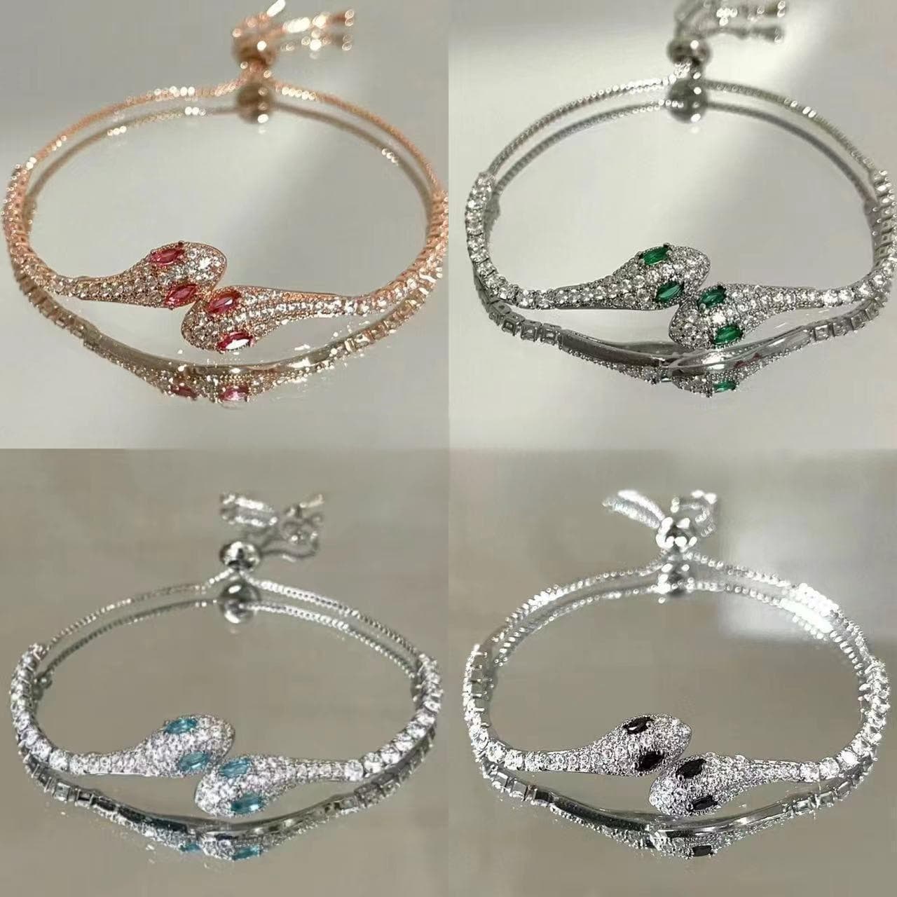 Snake Charm Bracelet – Adjustable Crystal Studded Bangle (Glamorous & Hypoallergenic)
