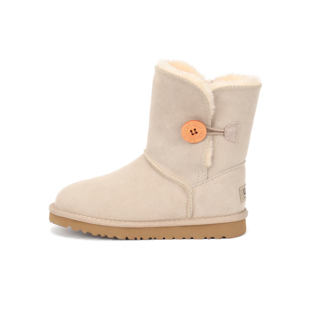 Bottes de neige pour femmes avec boucles en bois, en cuir véritable, polyvalentes, chaussures d'écolière, bottes épaisses doublées de fourrure.