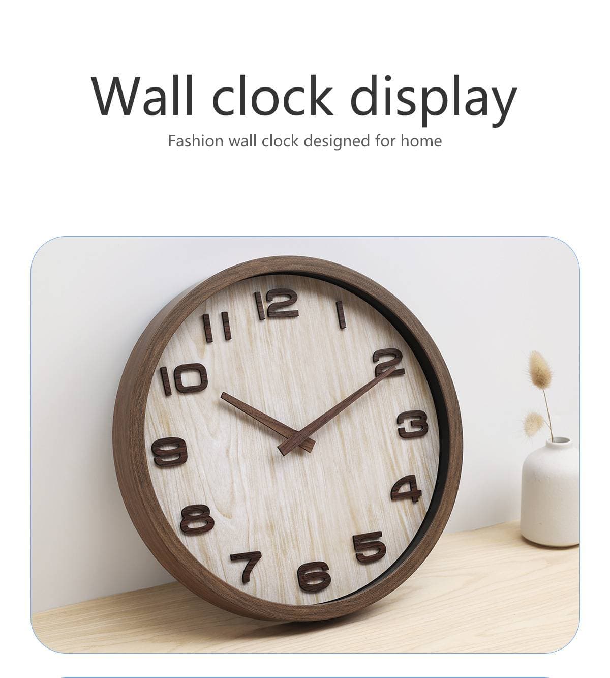 Wall Clocks Classic Wood Grain Frame 12 Inch Three Dimensional Digital Wall Clock