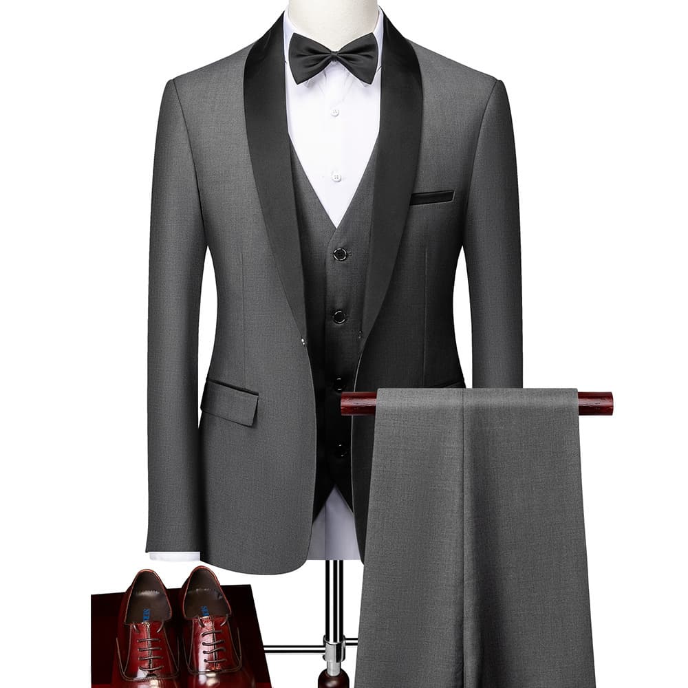 Men's Clothing 2024 new Men's business casual suit wedding groom's dress slim suit + vest + pants for men