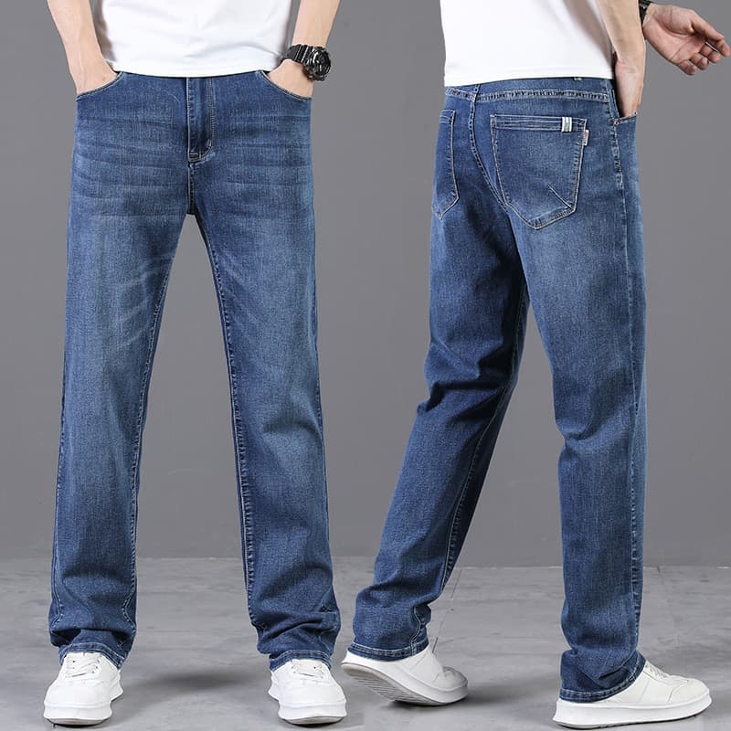 High-end Wide-leg Jeans Men's Straight Loose Spring And Autumn Men's Pants New Trendy Season Elastic Casual Pants