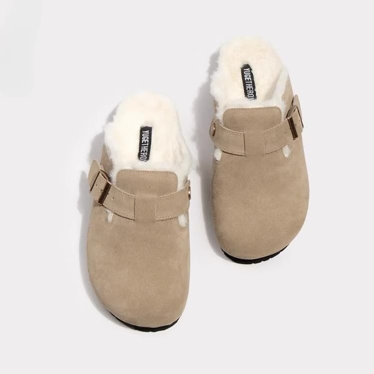A new type of slip-on and fleece single shoes with thick sole semi-drag cotton shoes