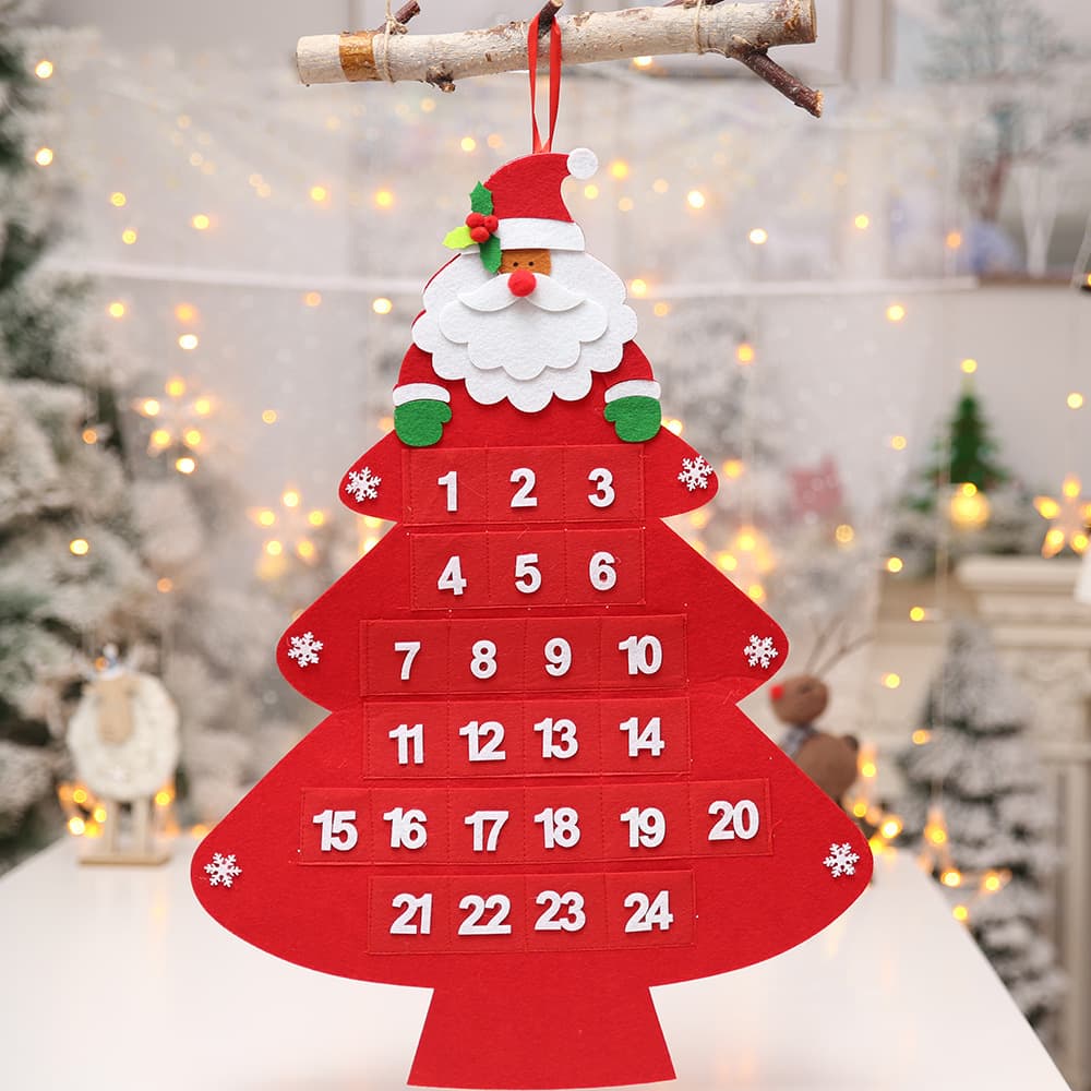 Christmas Hot Countdown Calendar Pendant Cartoon Old Man Tree Calendar Felt Calendar Hanging Ornaments