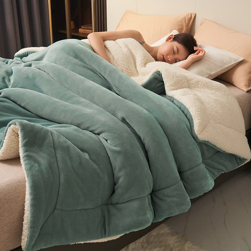 2024 New Solid Color Milk Fleece Blanket Thick Double Sided Lamb Fleece Multifunctional Air Conditioning Blanket Single Lunch Break Blanket