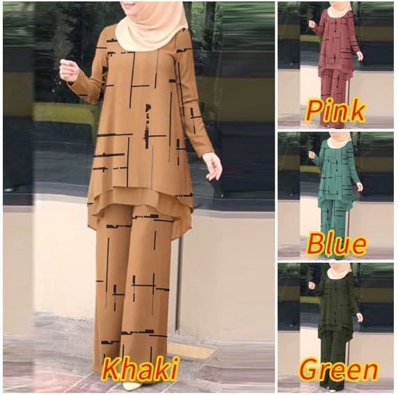 Women's Daily Double-Layer Vertical Strip Four-Sided Elastic Printed Chiffon Elastic Waistband Suit