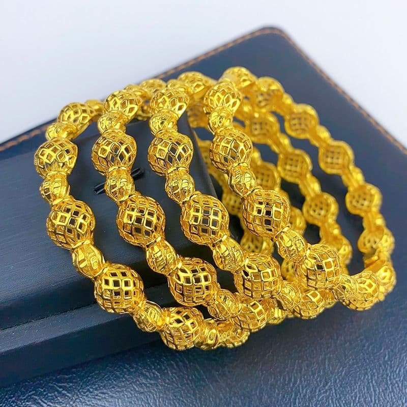 Bangles Fashion Gold-plated Buckle Plaid Wholesale Dubai Wedding Indian Nigerian Bride Bracelet