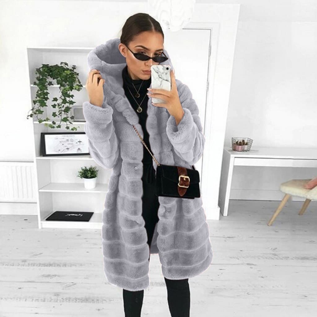 Women's Clothing Slim Fit Long Wool-Like Coat Hooded Trench Jacket Elegant Office Commuter Outerwear For Winter