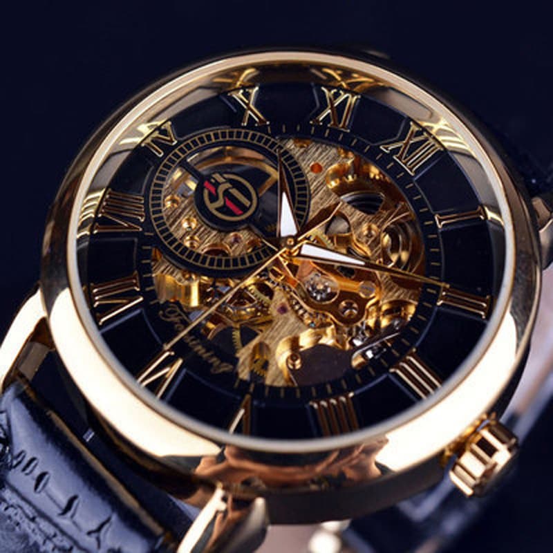 Classic replica Mens Student Hollow Mens Quality leather strap Mechanical movement Glow-in-the-dark waterproof Sports Casual Business watch