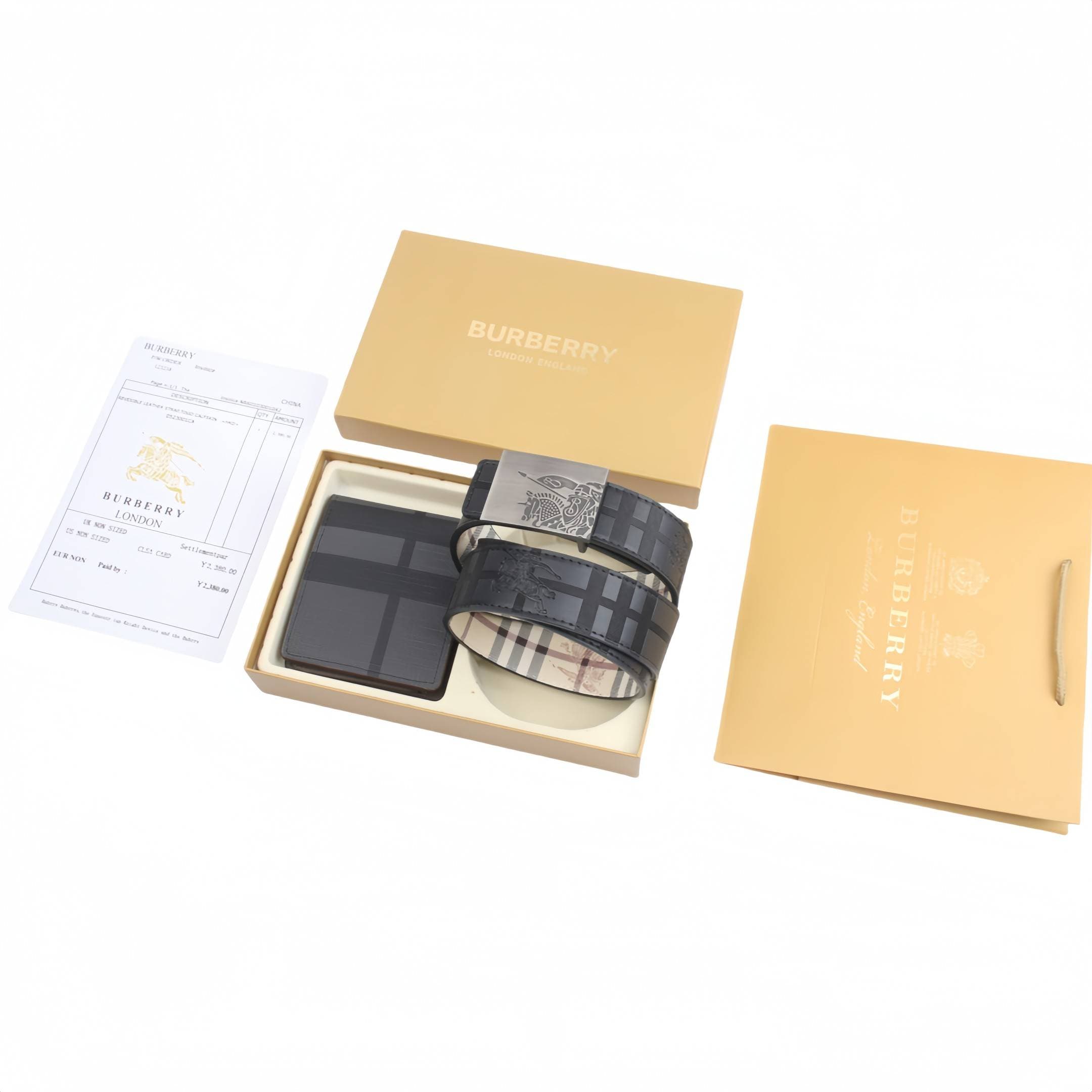 Ceinture classique à rayures, boucle B, 42135, avec coffret cadeau, largeur 4 cm, longueur 105-125 cm.