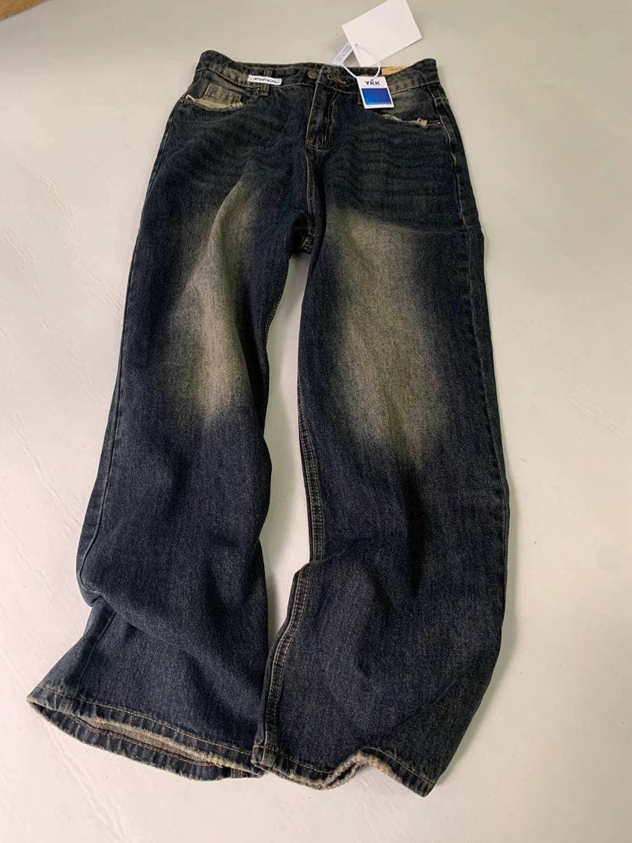 American Retro High Street Straight Leg Jeans For Women, Chubby In Size, Slim In Size, New Loose And Casual High Waisted Wide Leg Pants Trendy