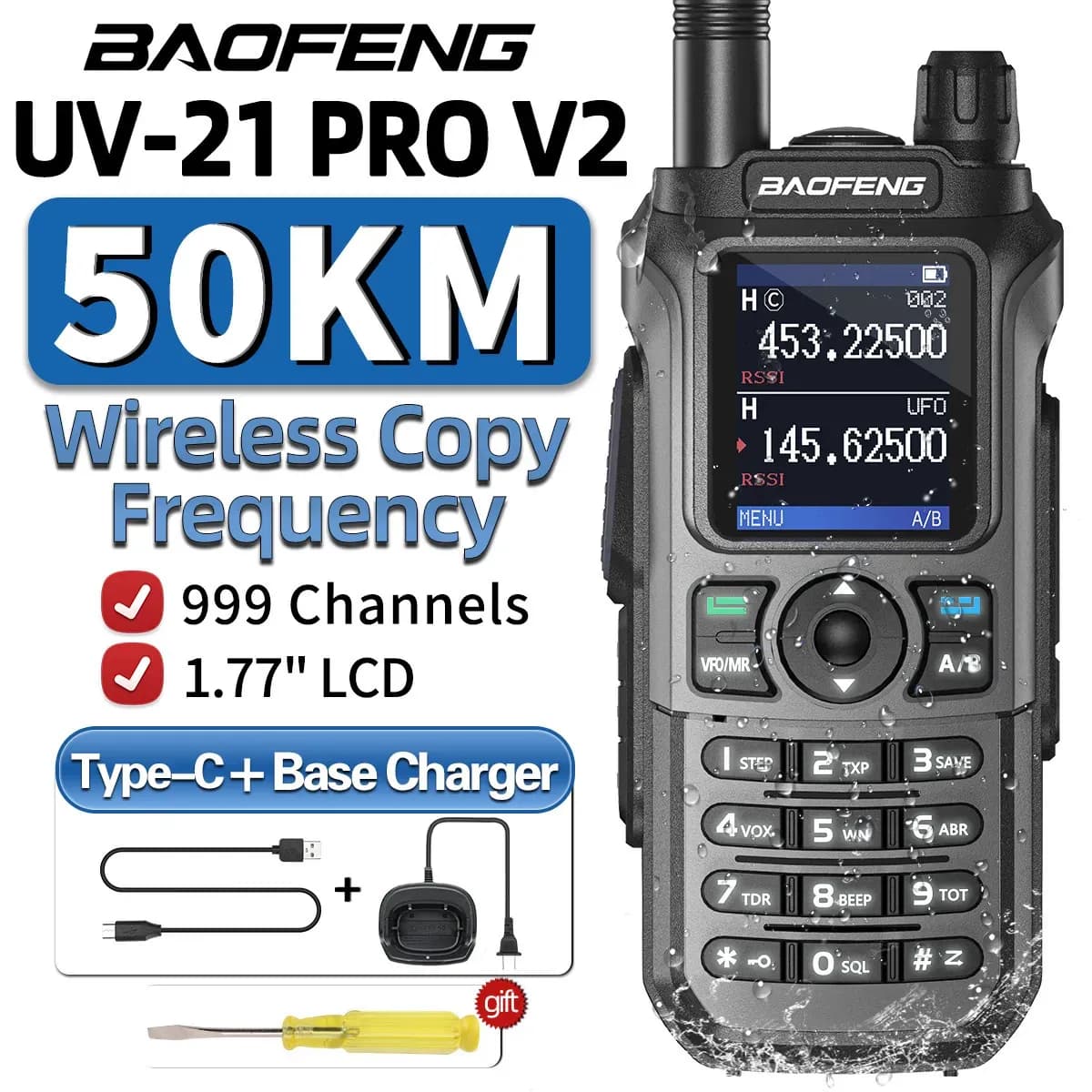 Walkie Talkie Baofeng 21 PRO V2 Wireless Copy Frequency 16 KM Long Range TYPE C Two Way Radio Ham CB 5R UV 17 231019