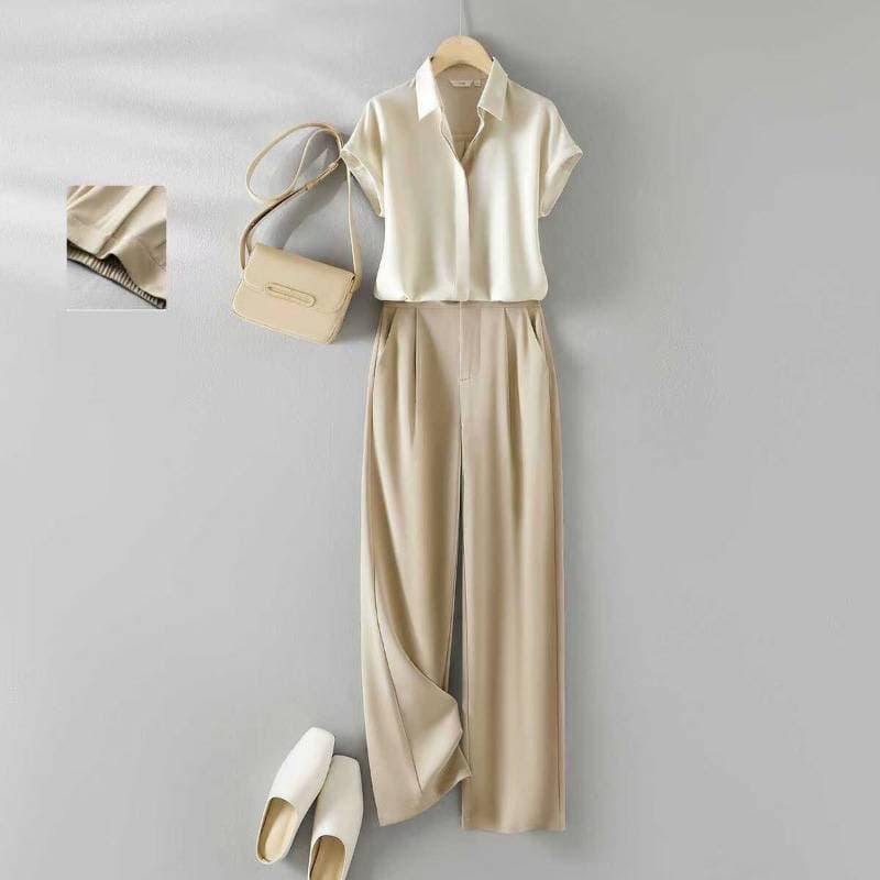 New Style Cold Style High-end Capable Temperament Fashion Professional Shirt Pants Two-piece Suit Women's Summer
