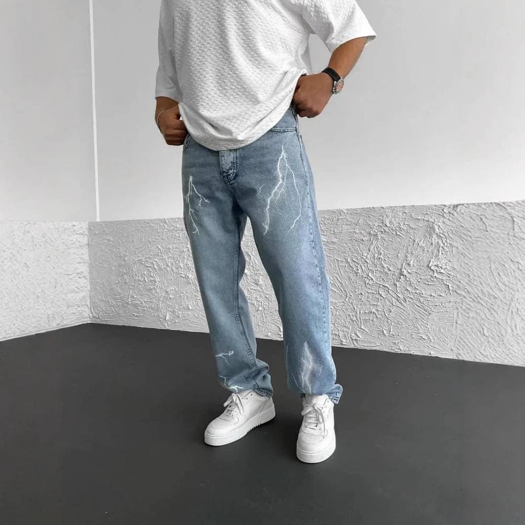 Men's Clothing 2025 Spring New High-end Fashion Brand Embroidery Printed Men's Harem Jeans Men's Slim Fit Skinny Long Pants