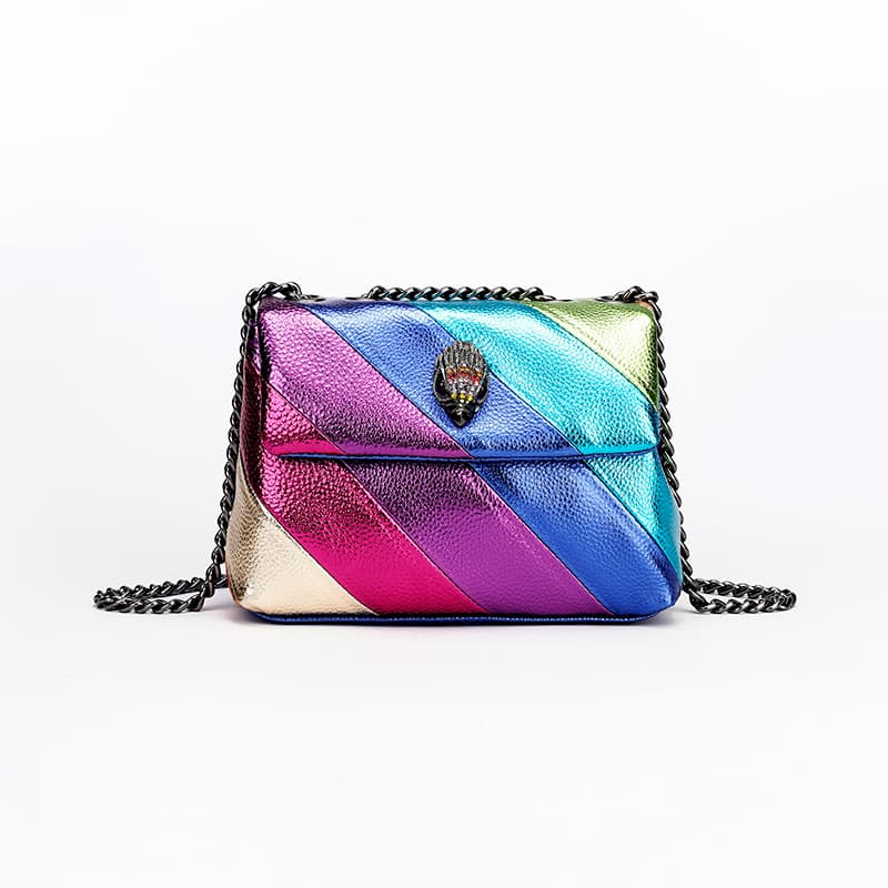 Kurt Geiger Rainbow Women's Bag Contrast Color Spliced Chain Crossbody Bag Eagle Bird Head Shoulder Bag
