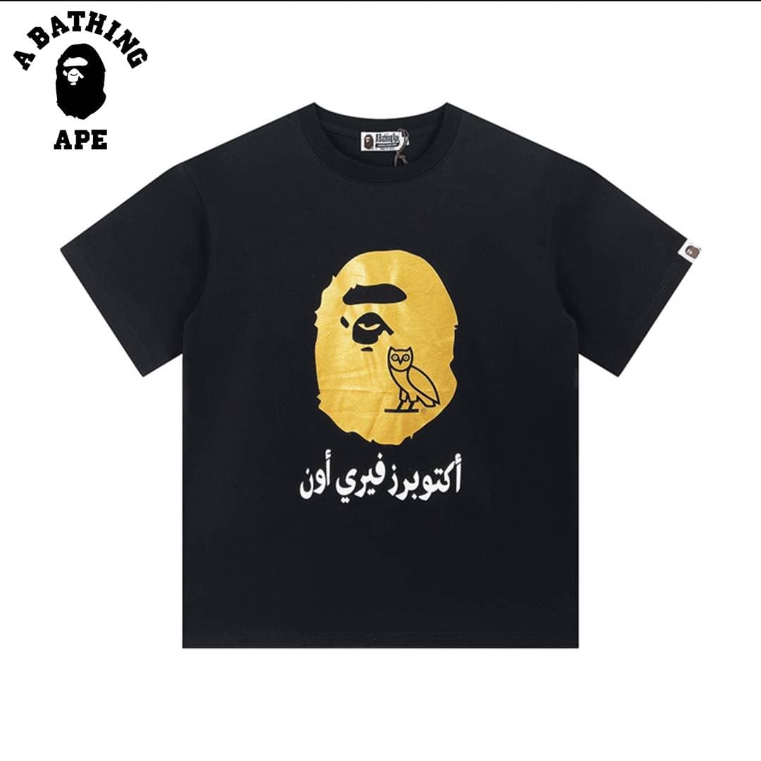 A BATHING APE BAPE-Ape Man Head Japanese Trendy Brand Owl Printed Short Sleeved T-shirt Made Of Pure Cotton Fabric