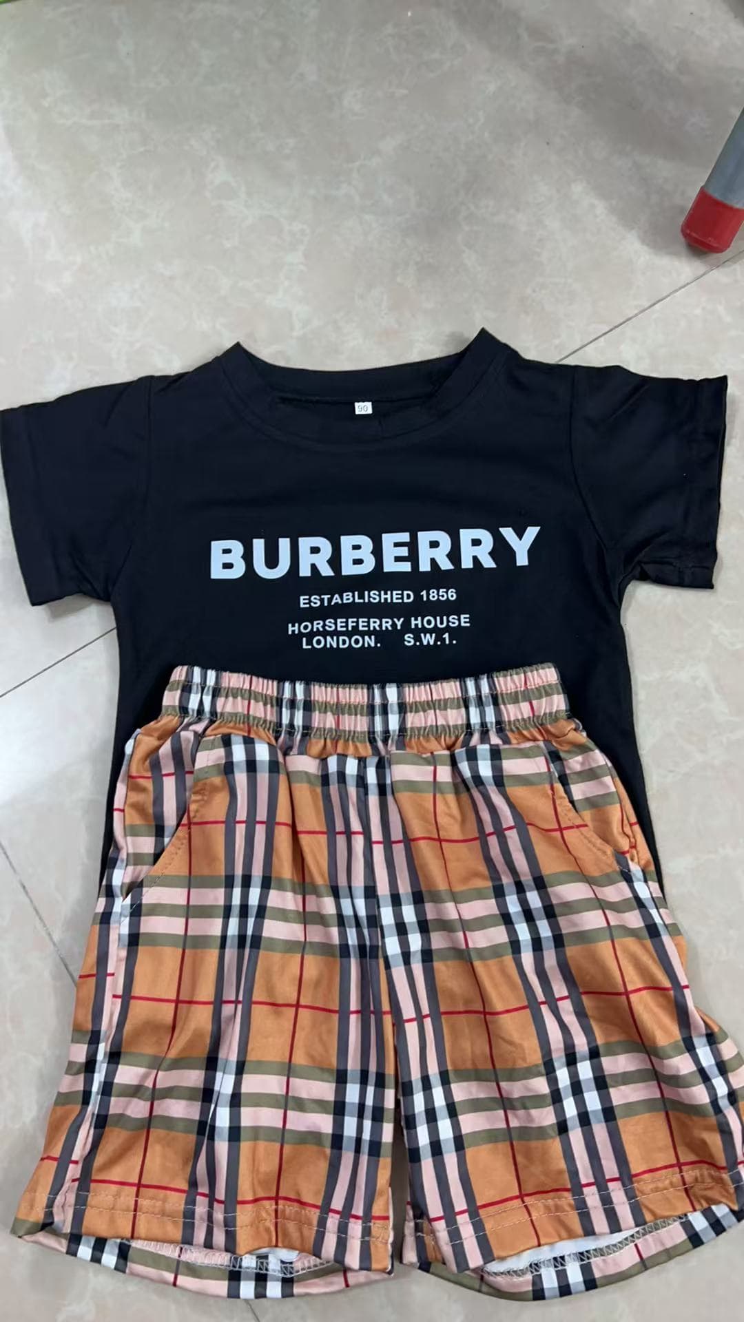 Été Garçons Filles Leer Haut de Gamme Manches Courtes Cinq Quarer Shorts Belle Deux-pièces Se, Spory Et Élégant Coon
