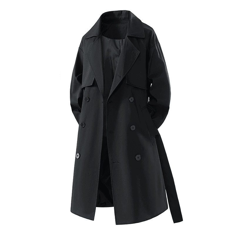 Trench-coat mi-long inspiré pour homme – Mode streetwear élégante, légère et confortable avec ceinture et design croisé