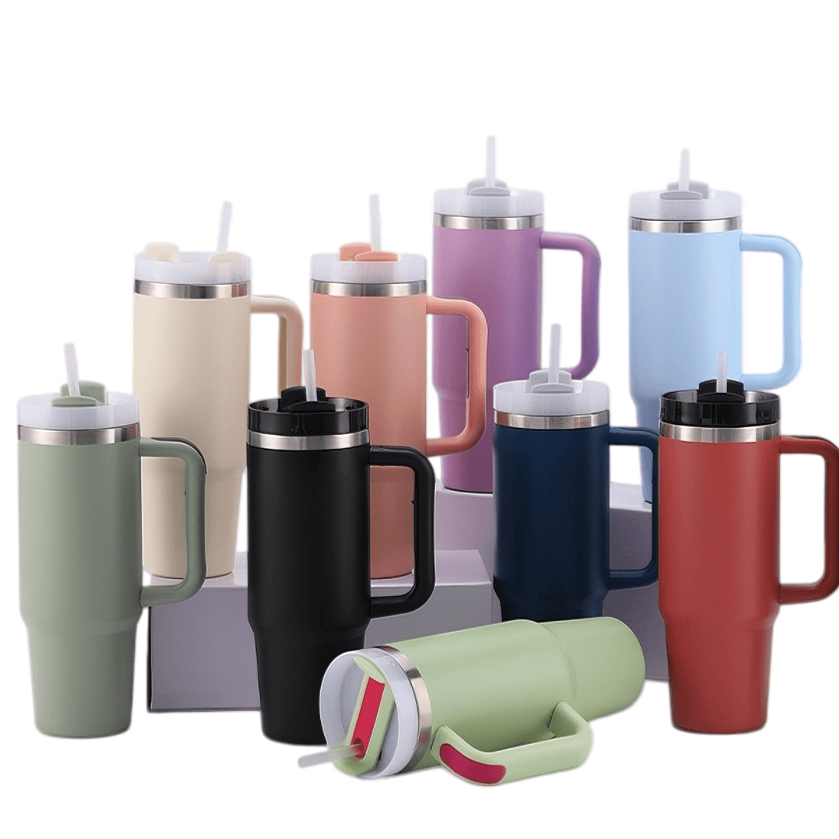 40oz Stainless Steel Tumbler - Vacuum Insulated Car Cup Leakproof & Sweatproof (Iced Coffee/Sports Use)
