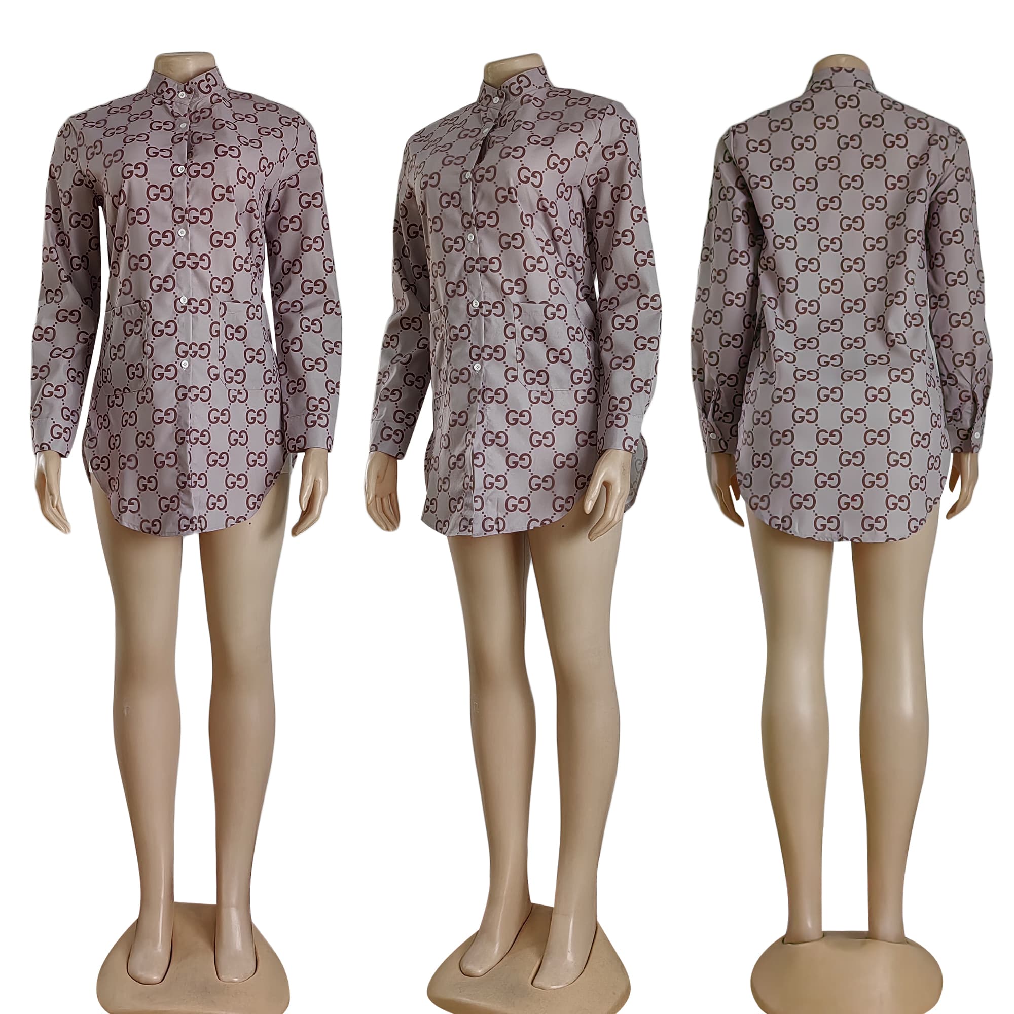 Chemise imprimée à simple boutonnage pour femme, élégante et décontractée.