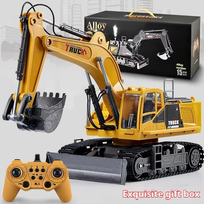 2.4GHz Remote Control Alloy Excavator Toy – Rechargeable Construction Vehicle With LED Lights & Realistic Sound Effects – Durable RC Truck