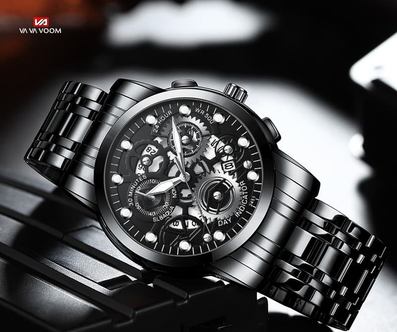 Hot sale VAVA VOOM steel band watches for man's waterproof calendar men's watches