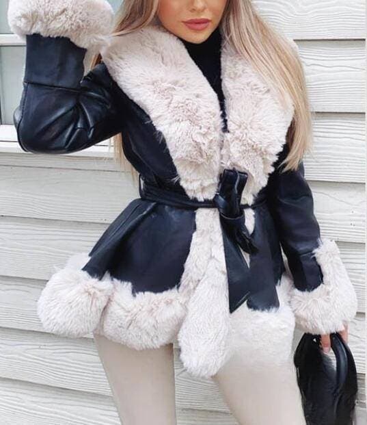 Women's Clothing export Paris high end women's original fur in one large fur collar winter fur edged coat