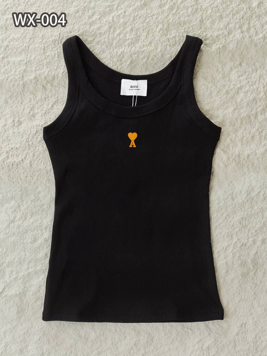 Débardeur sans manches Ami Paris pour femme, logo cœur, coupe ajustée.