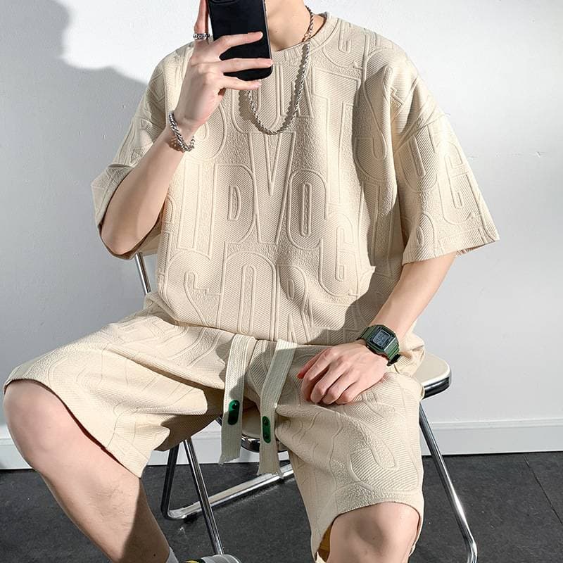 Men's Summer Short Sleeve T-Shirt And Shorts Combo Trendy Loose Casual Sportswear Plus Size Clothing Set
