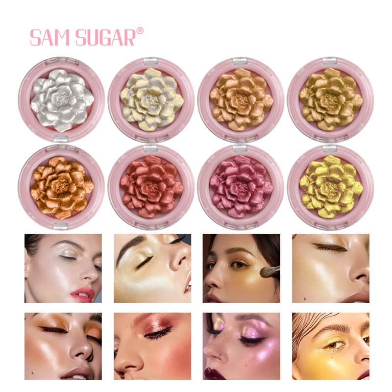 3D Rose Highlighter Palette Cosmetic Face Contour Bronzer Shimmer Relief Monochrome Highlight Concealer Illuminator Makeup