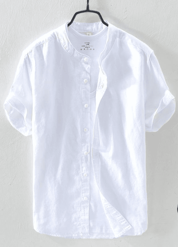 Men's Clothing Chinese Style Stand Collar Linen Shirt Men's Short-sleeved Cotton And Linen Shirt Summer Thin Loose Casual Linen Shirt Trend
