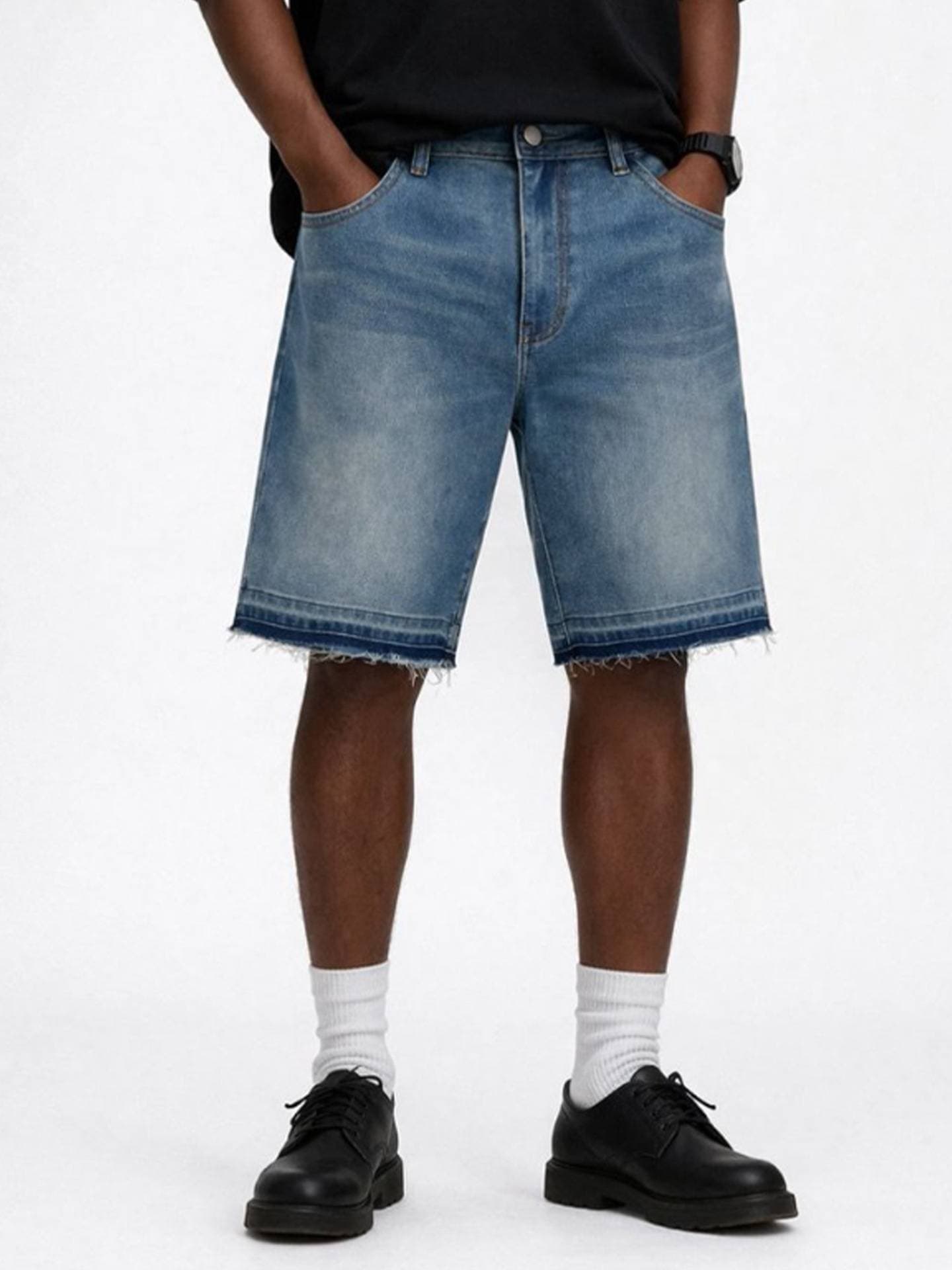 Men's Clothing Ins Trendy Retro Japanese Style All Match Loose Straight Denim Shorts Casual Pants Trendy Boys