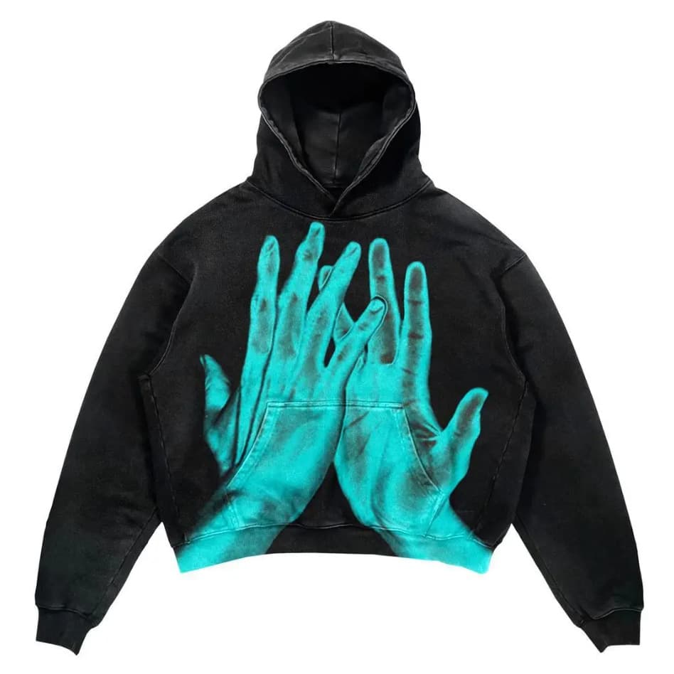 Men's Clothing Y2k Fashion Autumn And Winter Printed Washed Distressed Pullover Long Sleeved Sweatshirt For Men And Women