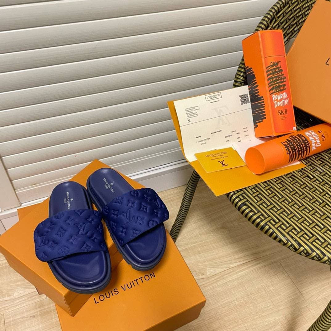 Louis,Vuitton,lv,chaussures d'été unisexes tendance de créateur de mode pantoufles en gelée 11
