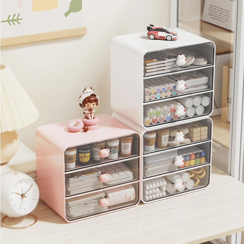 Desktop Storage Box Student Ins Stationery Handbook Artifact Box Cosmetics Cabinet Dormitory Desk Drawer Storage Rack