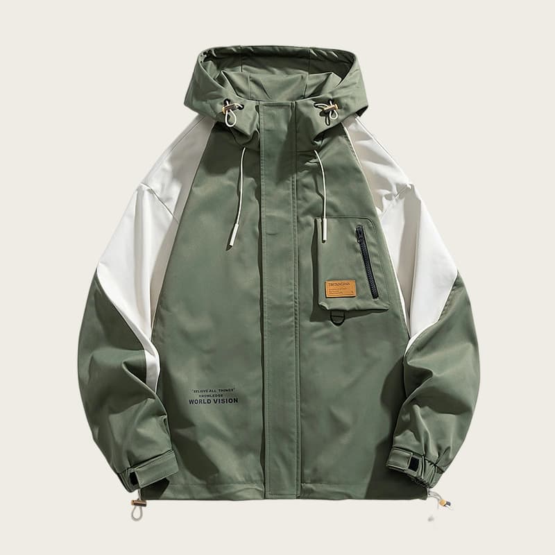 Men's Casual Loose Fit Work Jacket - Plus Size Hooded Windbreaker For Spring & Autumn (Black, Khaki, Army Green)