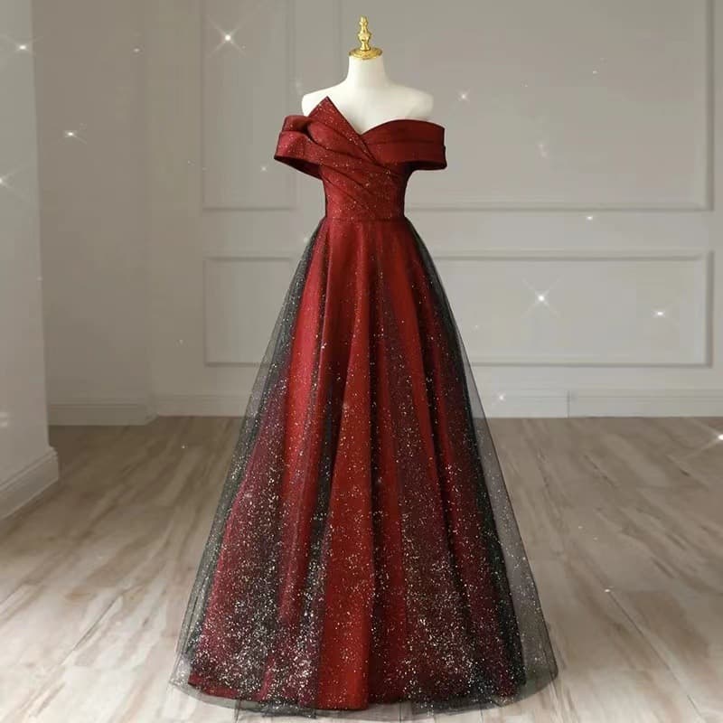 Red Toast Dress Bride Wedding New One Shoulder Noble Dress Simple And Generous Slim Fit White