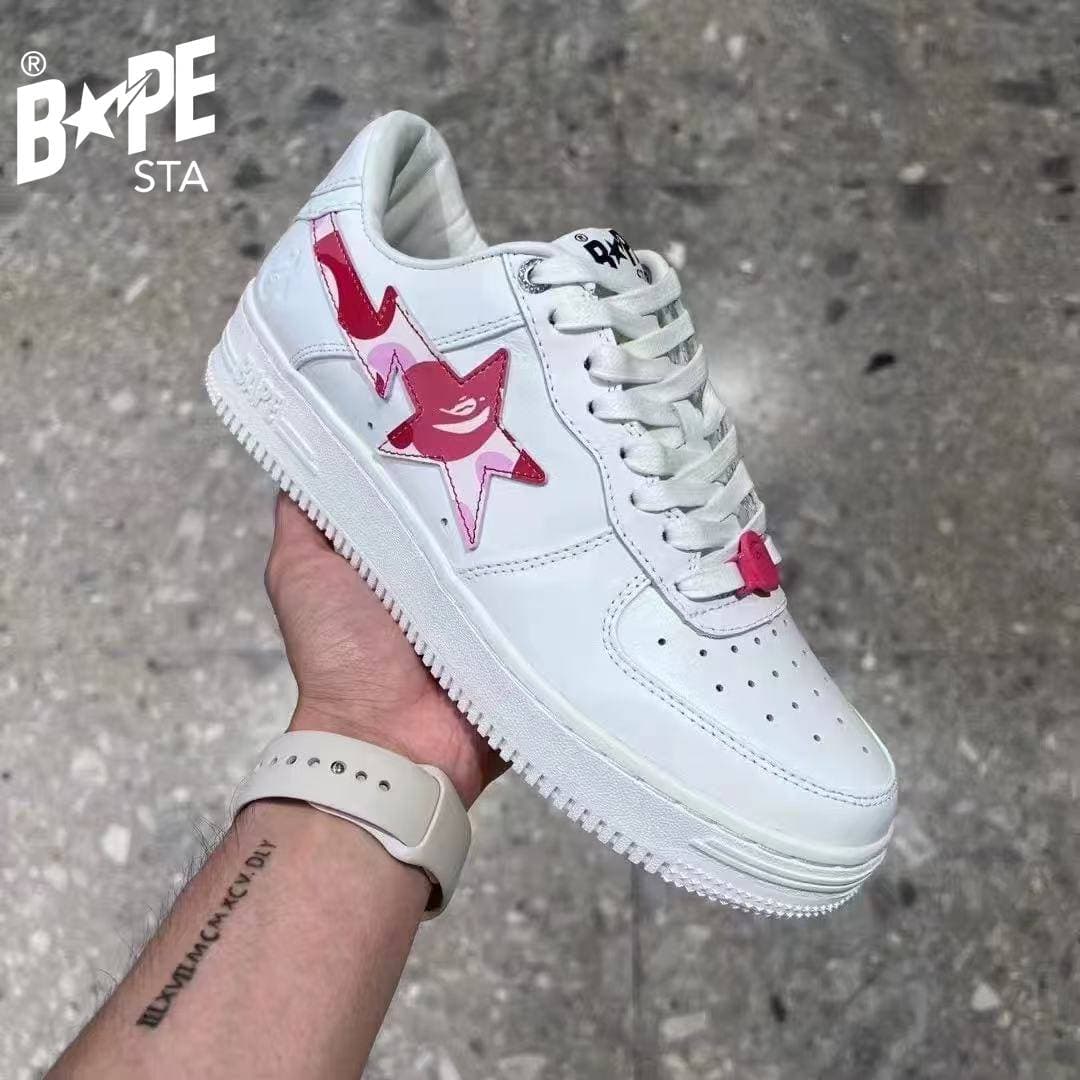 A BATHING-APE Classic Double Sided Splicing Trendy Fashion Board Shoes Tri Color Camouflage Air Force No.1 Board Shoes Men's And Women's Same Style