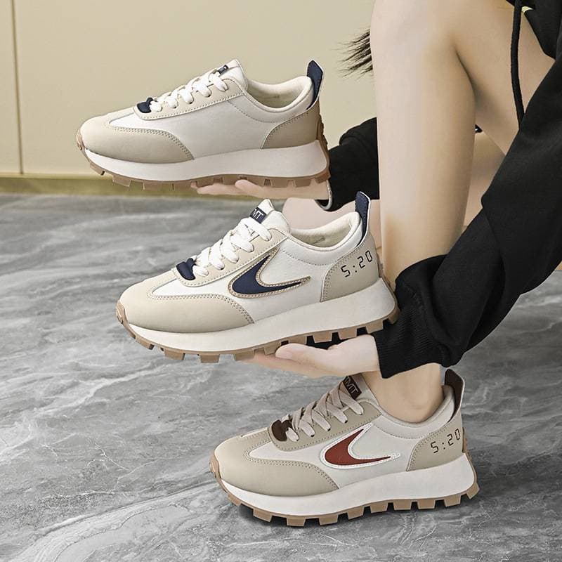 Women’s Shoes Spring New Waffle Gump Shoes Women's Thick Soled Height Enhancing All Match Casual Sports Running Daddy Shoes Trend