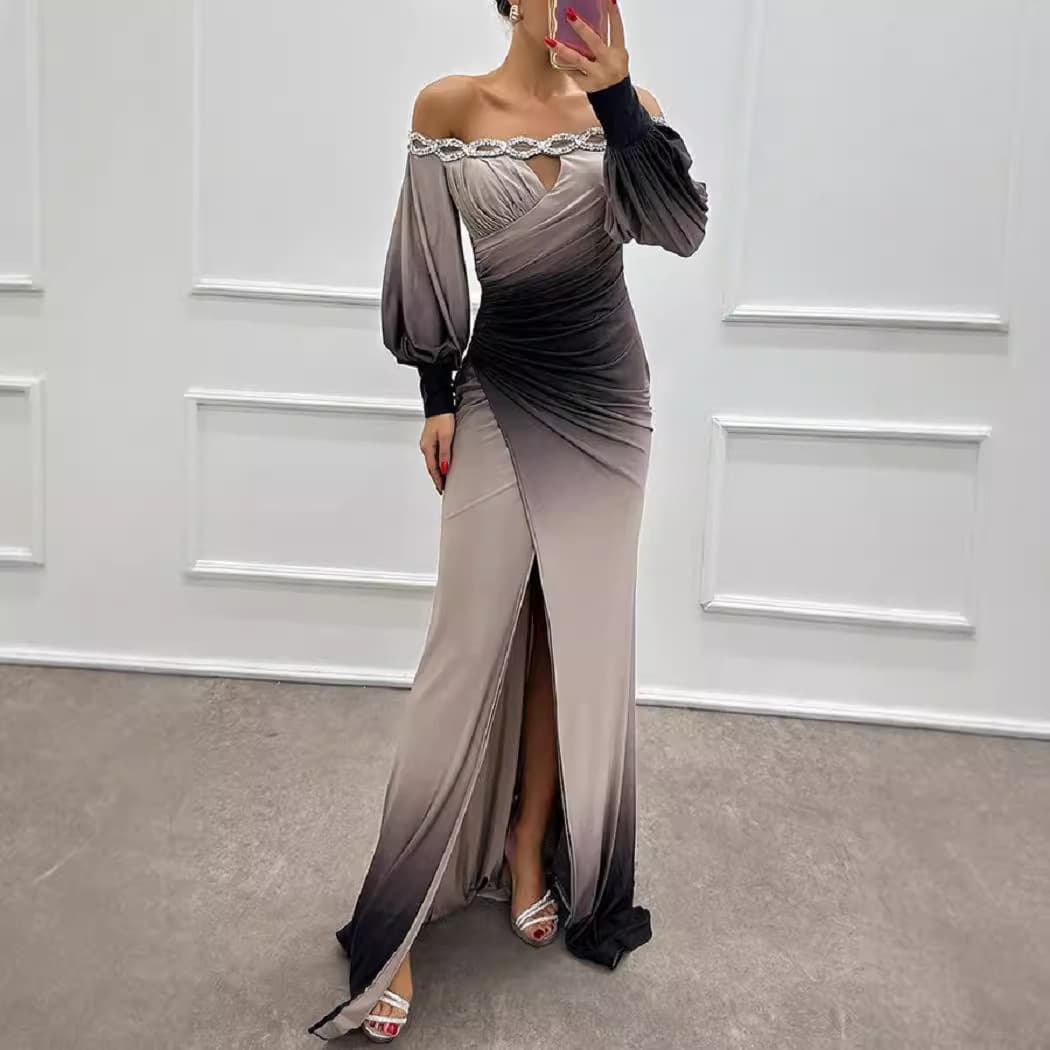 Women's Clothing contrast color rendering dress autumn women's high end slim waist long sleeve dress women