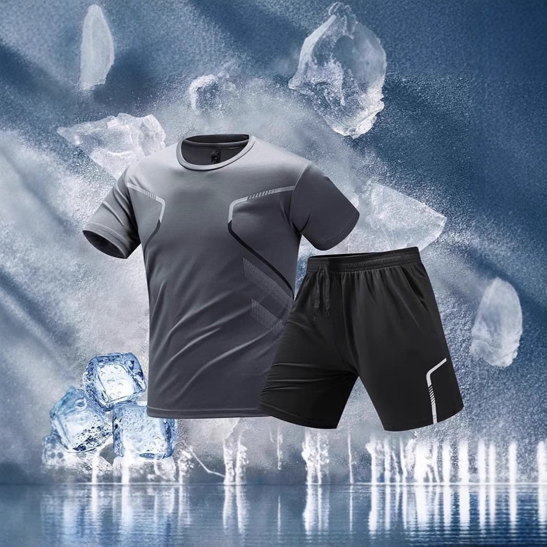 Men's Clothing Sports Suit Men's Quick Drying Clothes Ice Silk T Shirt Short Sleeved Running Summer Jersey Fitness Clothes New Badminton Clothes