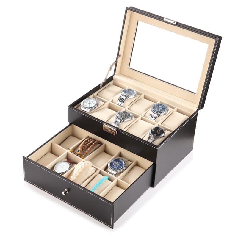 Luxury Leather Watch Box With Clear Window Display - Multi-Slot Watch Organizer Case (2/3/6/10/12/20 Capacity Options) For Watch Collectors