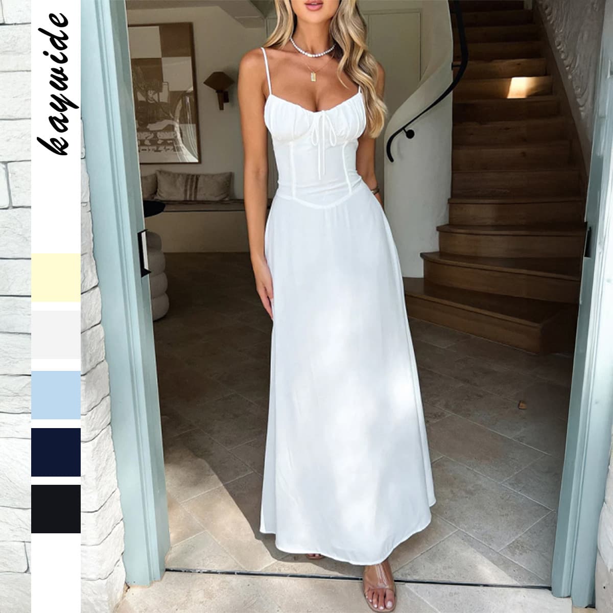 Women's Clothing Temperament Elegant Suspender A Line Long Skirt Dress