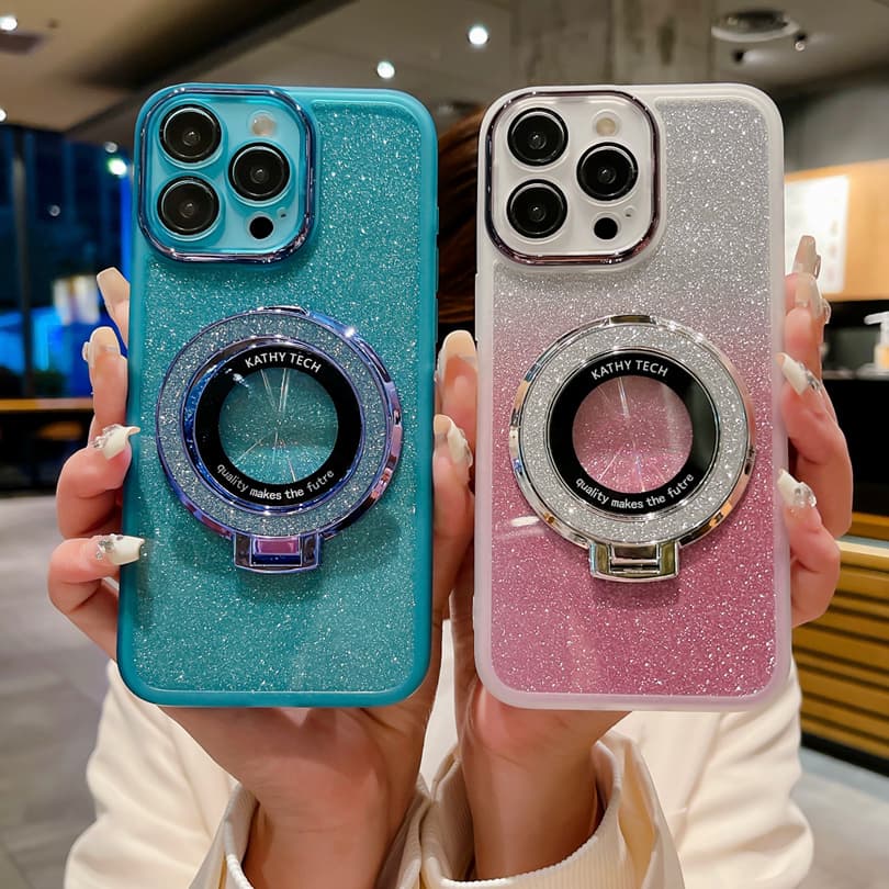 Gradient Glitter Stand Magnetic Phone Case For Samsung Galaxy S20FE S21FE S22 S23 S24 Plus Ultra F04 F13 F14 F15 F23 F54