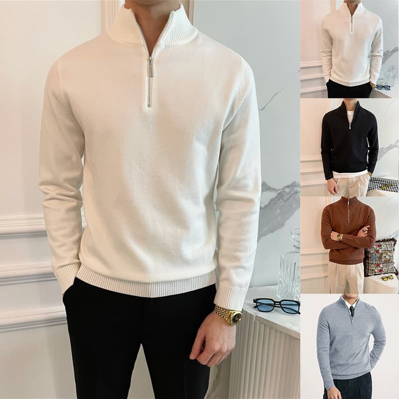 Men's Clothing Sweater Men's Business Slim Solid Color Bottoming Shirt