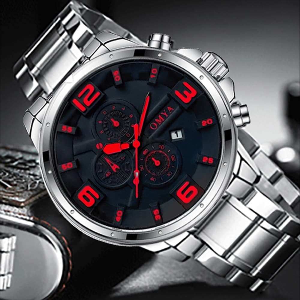 Waterproof Men's Watch Stainless Steel Strap Business With Calendar Quartz Watch Belt