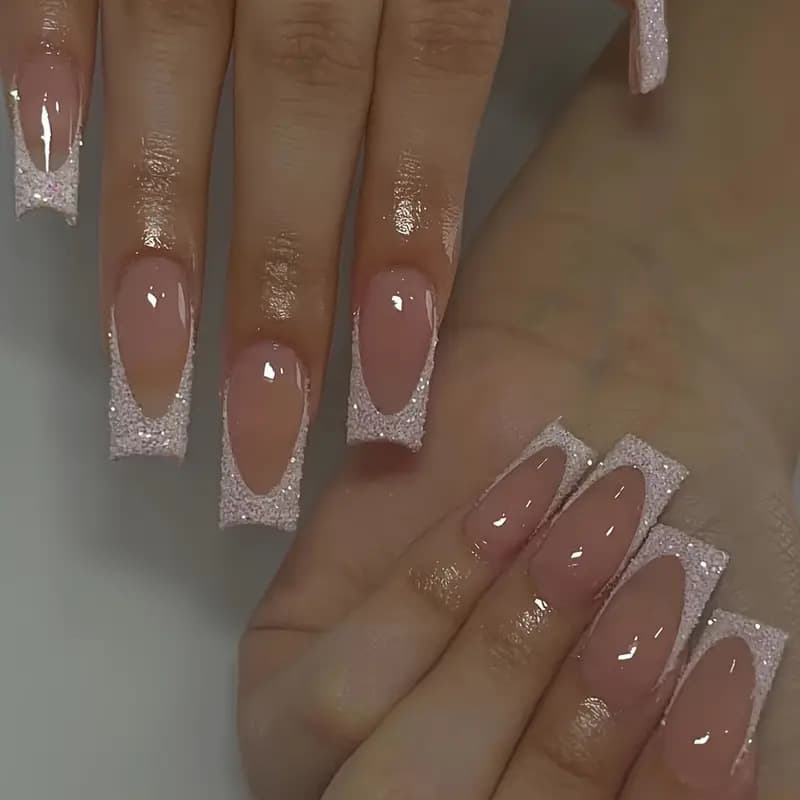 European And American Push On Wearable Nails Sweet Cool Flash High End Nail Art European Square Long Nail Art